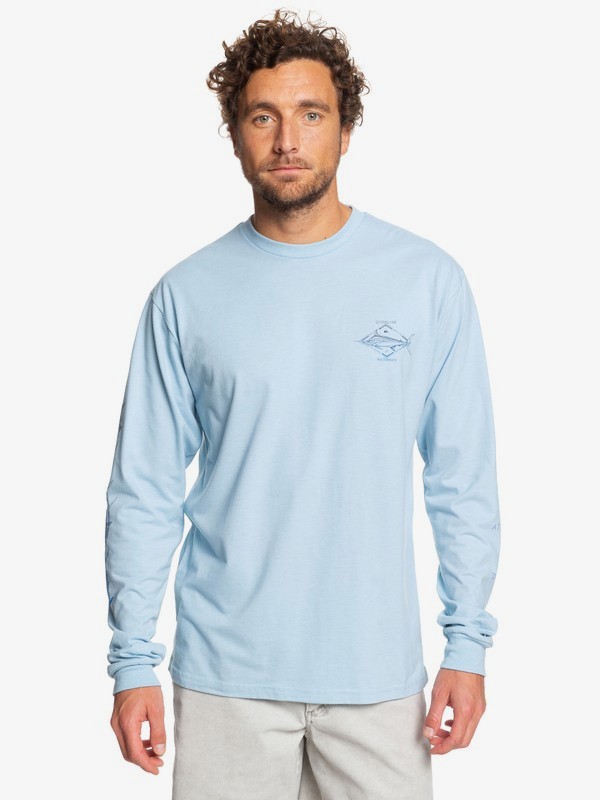 quiksilver, Waterman Tuvalu Long Sleeve Tee, CERULEAN HEATHER (bfnh) 0 Waterman Tuvalu Long Sleeve Tee Blue AQMZT03371 Quiksilver