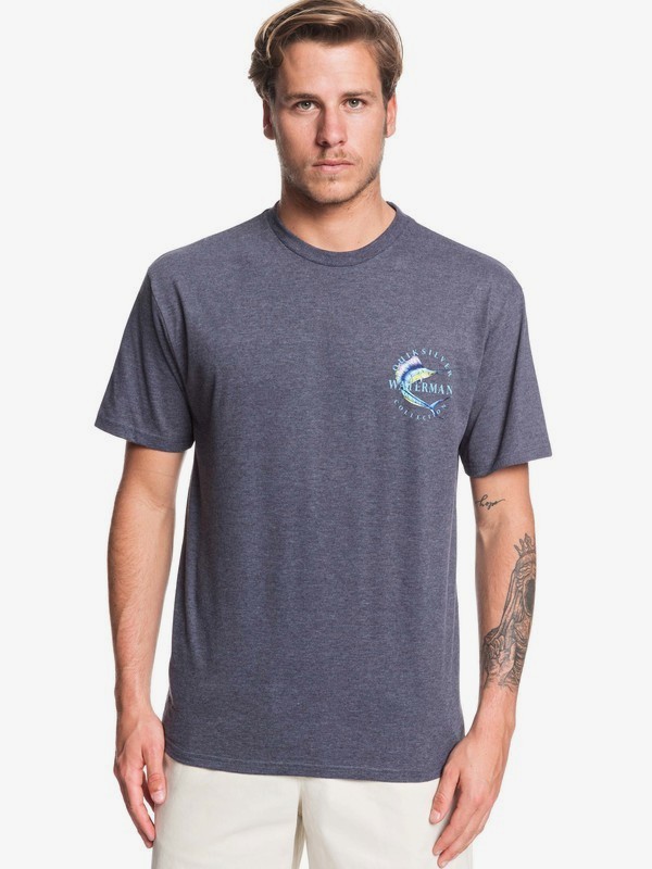 quiksilver, Waterman Reel Stoke Tee, PARISIAN NIGHT HEATHER (byph) 0 Waterman Reel Stoke Tee Blue AQMZT03376 Quiksilver