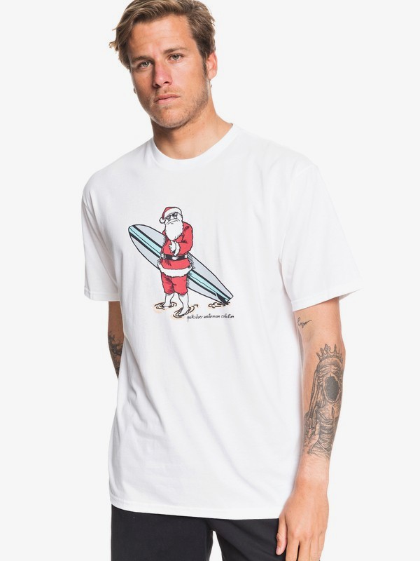 quiksilver, Waterman Santa Surfer Tee, WHITE (wbb0) 0 Waterman Santa Surfer Tee White AQMZT03425 Quiksilver