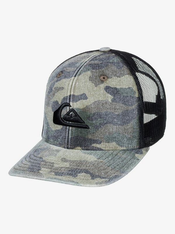 quiksilver, Grounder Trucker Hat, CAMO (gra0) 0 Grounder Trucker Hat Green AQYHA03997 Quiksilver