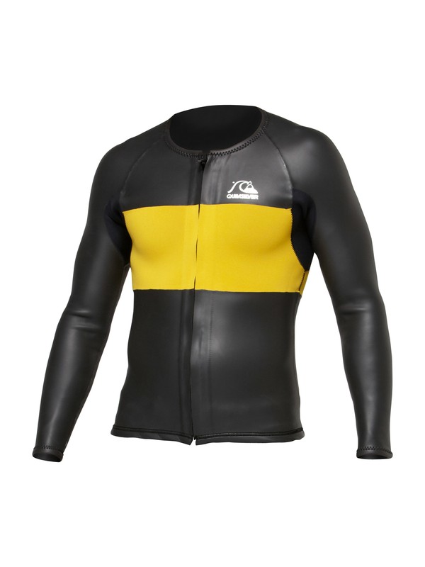 quiksilver, 2MM RETRO LSL FRONT ZIP JACKE, BLACK / TEMPLE GOLD (xkky) 0 2MM RETRO LSL FRONT ZIP JACKE AQYJL00012 Quiksilver