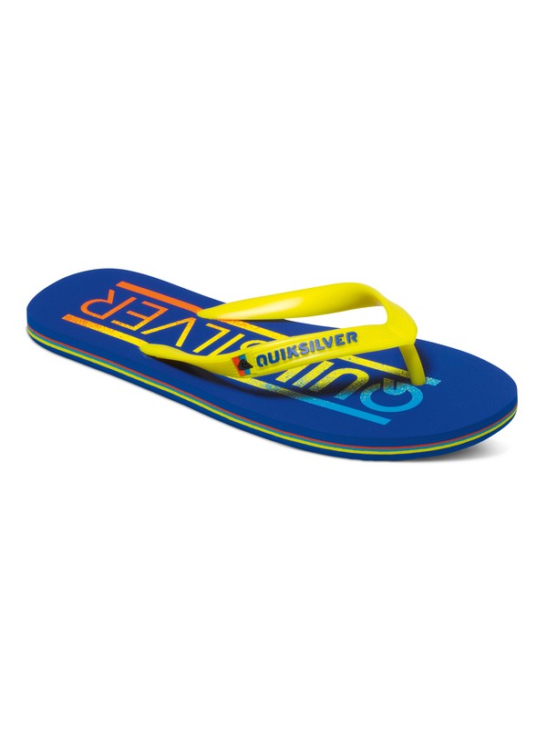 quiksilver, Molokai Wordmark Flip-Flops, BLUE/YELLOW/BLUE (xbyb) 0 Molokai Wordmark Flip-Flops AQYL100232 Quiksilver