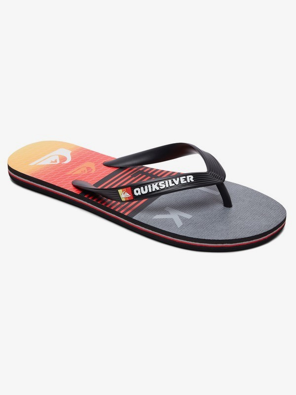 quiksilver, Molokai Word Block Flip-Flops, BLACK/GREY/YELLOW (xksy) 0 Molokai Word Block Flip-Flops Black AQYL100681 Quiksilver