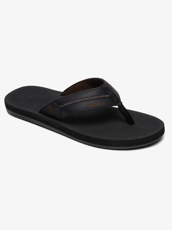 quiksilver, Coastal Oasis Deluxe Leather Sandals, BLACK/BLACK/GREY (xkks) 0 Coastal Oasis Deluxe Leather Sandals Black AQYL100760 Quiksilver