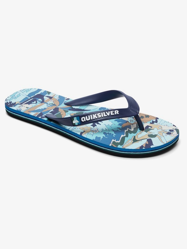 quiksilver, Molokai Feelin Fine Flip-Flops, BLACK/BLUE/BLUE (xkbb) 0 Molokai Feelin Fine Flip-Flops Black AQYL100789 Quiksilver