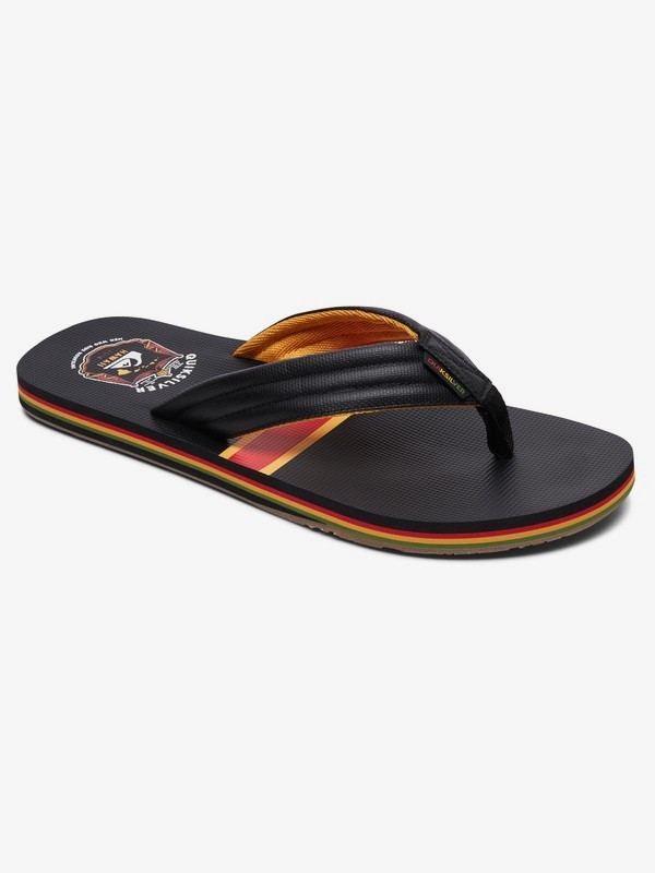 quiksilver, Reclipsed MWRM Flip-Flops, BLACK/YELLOW/RED (xkyr) 0 Reclipsed MWRM Flip-Flops Black AQYL100800 Quiksilver