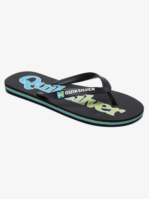 quiksilver, Molokai Wordmark Fineline Flip-Flops, BLACK/GREEN/BLUE (xkgb) 0 Molokai Wordmark Fineline Flip-Flops Black AQYL100810 Quiksilver