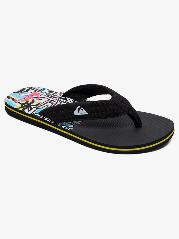 quiksilver, Molokai Layback Flip Flops, BLACK/BLACK/YELLOW (xkky) 0 Molokai Layback Flip Flops Black AQYL100899 Quiksilver