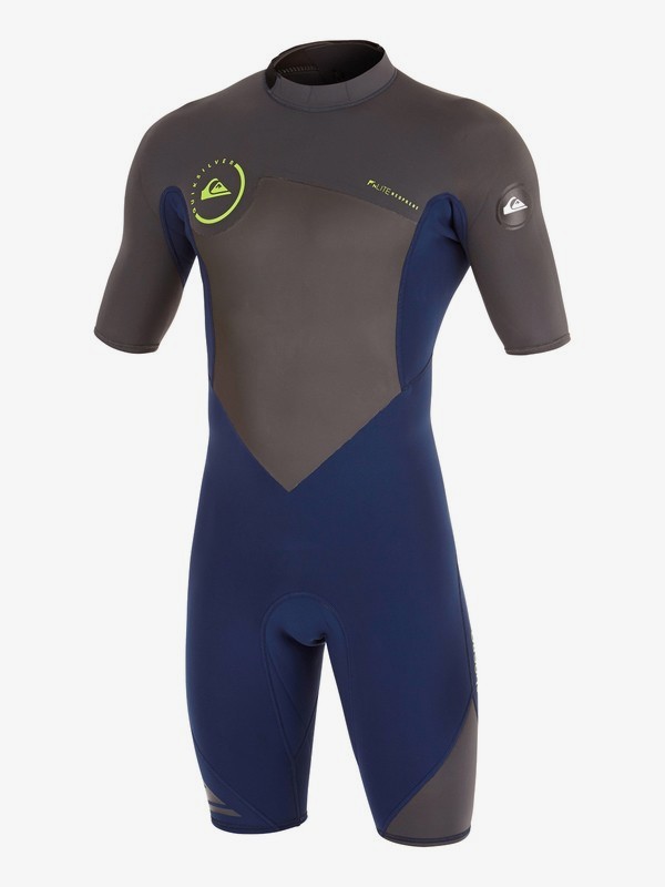 quiksilver, Syncro Flatlock 2/2mm Back Zip Short Sleeve Springsuit, INK BLUE/ GRAPHITE (xbbs) 0 Syncro Flatlock 2/2mm Back Zip Short Sleeve Springsuit AQYW503005 Quiksilver