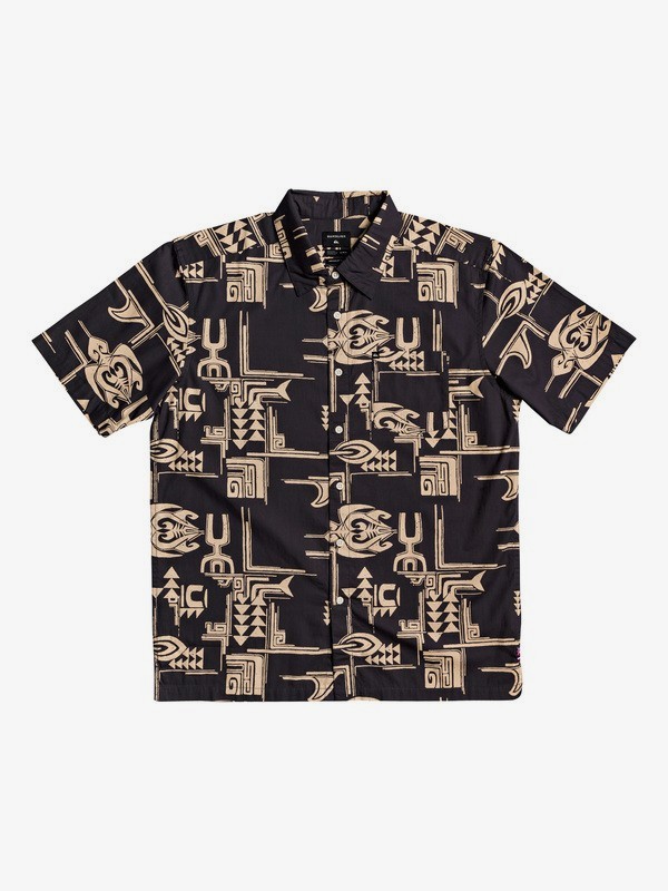 quiksilver, HI Dweller Printed Short Sleeve Shirt, HIDWELLEREBONY (ksd1) 0 HI Dweller Printed Short Sleeve Shirt Black AQYWT03201 Quiksilver