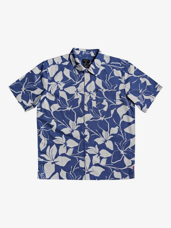 quiksilver, HI Makala Printed Short Sleeve Shirt, HIMAKALABIJOUBLUE (bng1) 0 HI Makala Printed Short Sleeve Shirt Blue AQYWT03203 Quiksilver