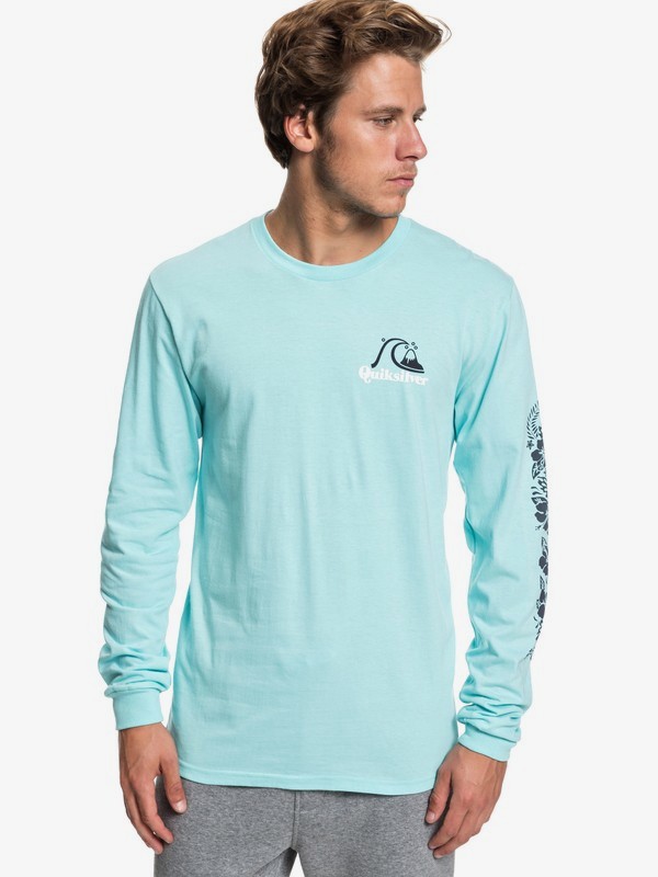 quiksilver, Tea Stripe Long Sleeve Tee, AQUA SPLASH (bzg0) 0 Tea Stripe Long Sleeve Tee Blue AQYZT05939 Quiksilver