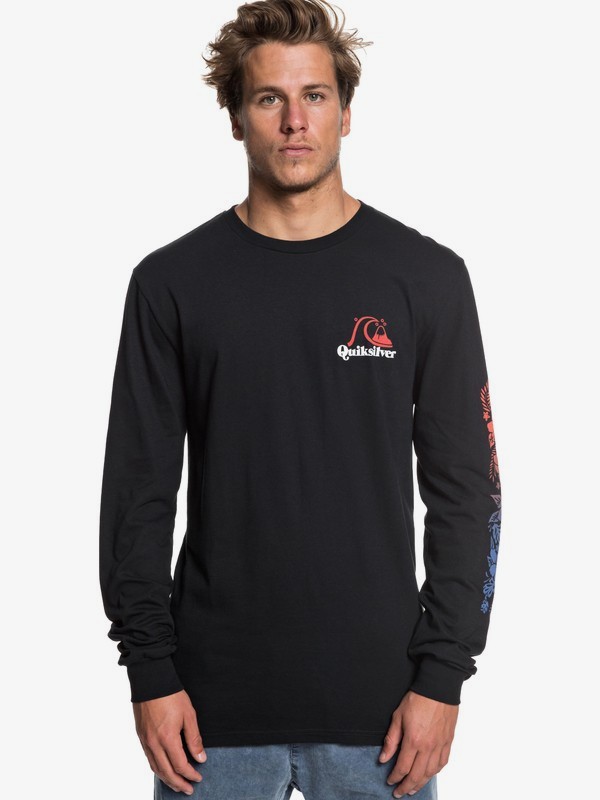 quiksilver, Tea Stripe Long Sleeve Tee, BLACK (kvj0) 0 Tea Stripe Long Sleeve Tee Black AQYZT05939 Quiksilver