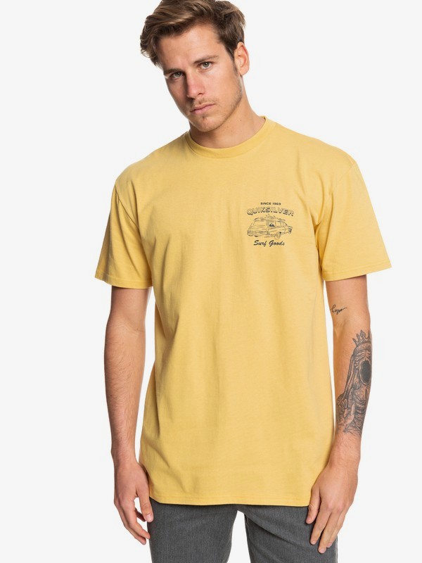 quiksilver, Home Of Surfing Tee, RATTAN (yhp0) 0 Home Of Surfing Tee Yellow AQYZT06060 Quiksilver