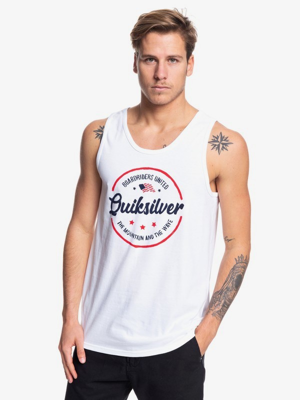 quiksilver, Mental Notes USA Tank, WHITE (wbb0) 0 Mental Notes USA Tank White AQYZT06082 Quiksilver