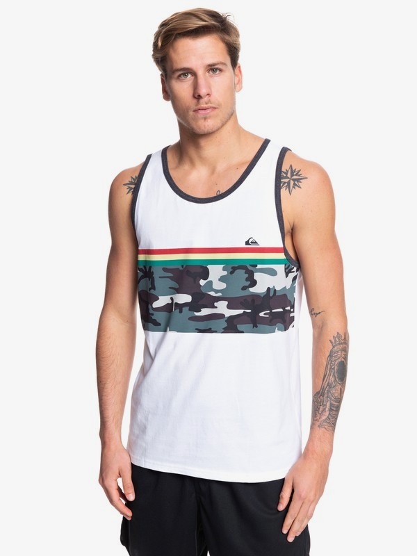 quiksilver, Down Under Tank, WHITE/RASTA (xwwk) 0 Down Under Tank White AQYZT06084 Quiksilver