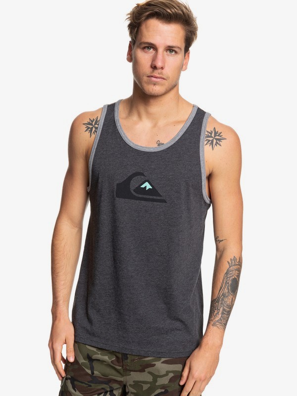 quiksilver, Comp Logo Tank, CHARCOAL HEATHER (ktah) 0 Comp Logo Tank Black AQYZT06086 Quiksilver