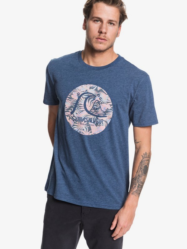 quiksilver, Custom Prints Tee, MOONLIT OCEAN HEATHER (bykh) 0 Custom Prints Tee Blue AQYZT06204 Quiksilver