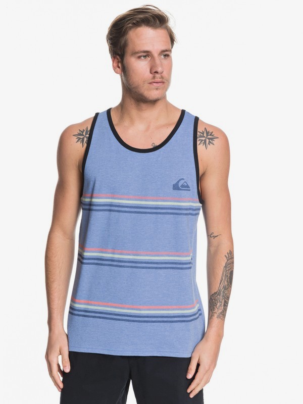 quiksilver, Benny Stripe Tank, QUIET HARBOR HEATHER (blmh) 0 Benny Stripe Tank Blue AQYZT06214 Quiksilver