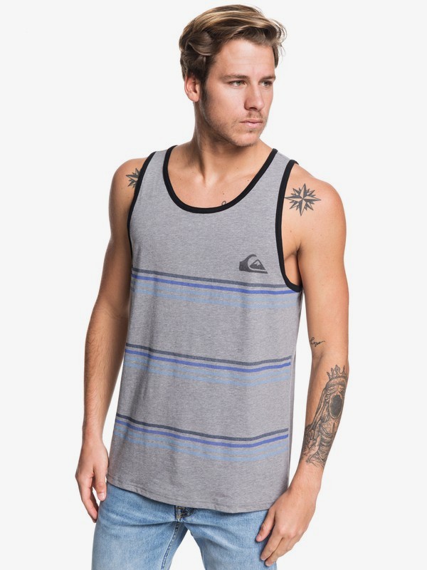 quiksilver, Benny Stripe Tank, MEDIUM GREY HEATHER (kpvh) 0 Benny Stripe Tank Black AQYZT06214 Quiksilver
