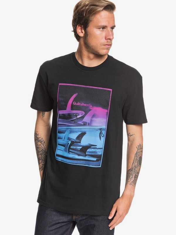 quiksilver, Fin Stack Tee, BLACK (kvj0) 0 Fin Stack Tee Black AQYZT06547 Quiksilver