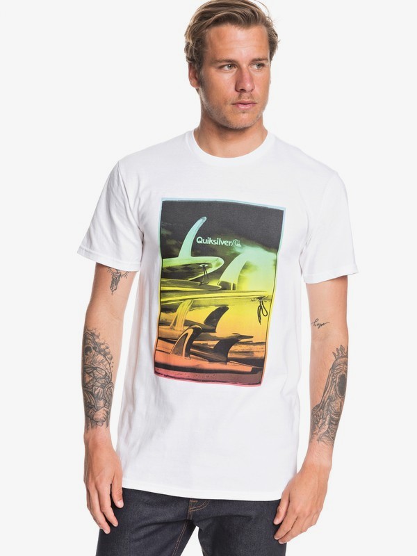 quiksilver, Fin Stack Tee, WHITE (wbb0) 0 Fin Stack Tee White AQYZT06547 Quiksilver