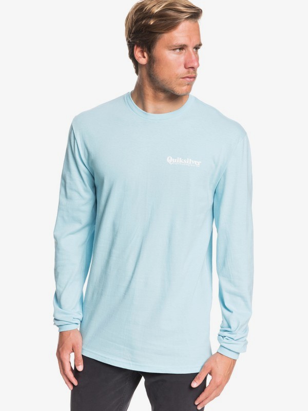 quiksilver, Modern Script Long Sleeve Tee, GULF STREAM (bzb0) 0 Modern Script Long Sleeve Tee Blue AQYZT06560 Quiksilver