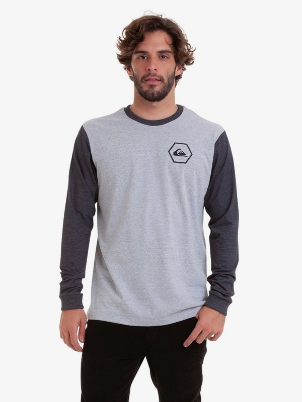 quiksilver, QK CAM BAS M/L STAMP, GREY HEATHER (grh) 0 QK CAM BAS M/L STAMP Cinza BR61171245 Quiksilver