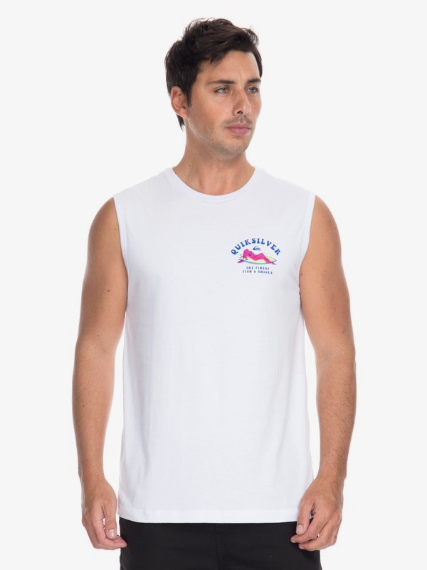 quiksilver, Camiseta Regata Fish and Chicks Quiksilver, WHITE (wht) 0 Camiseta Regata Fish and Chicks Quiksilver Branco BR61232002 Quiksilver