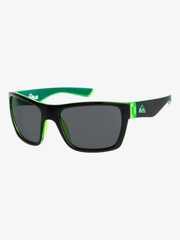 quiksilver, Captain - Lunettes de soleil pour garçon 3-7 ans, SHINY BLACK-GREEN/ GREY (xkss) 0 Captain - Lunettes de soleil pour garçon 3-7 ans Noir EQBEY03003 Quiksilver