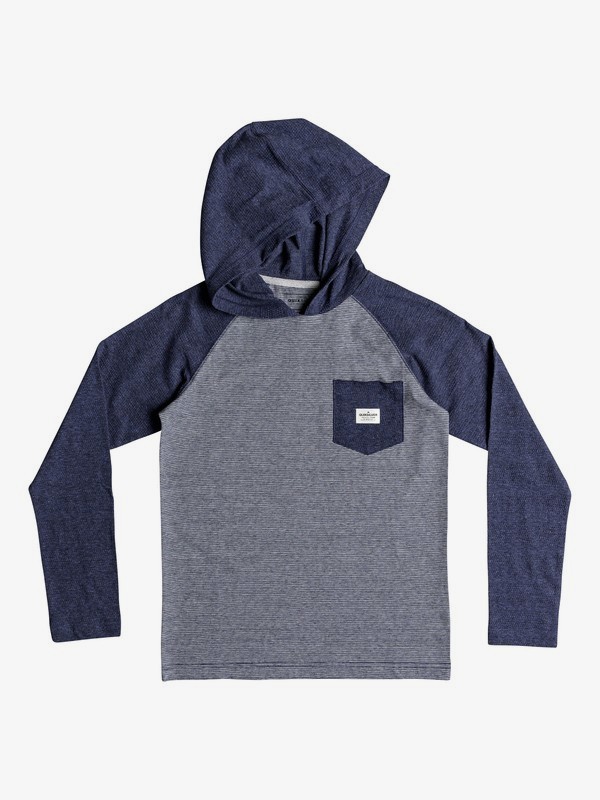 quiksilver, Boy's 8-16 Michi Long Sleeve Hooded Top, MEDIEVAL BLUE HEATHER (bteh) 0 Boy's 8-16 Michi Long Sleeve Hooded Top Blue EQBKT03204 Quiksilver