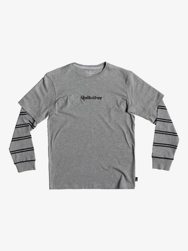 quiksilver, Boy's 8-16 Warrior Soul Double Sleeve Tee, MEDIUM GREY HEATHER (kpvh) 0 Boy's 8-16 Warrior Soul Double Sleeve Tee Black EQBKT03207 Quiksilver