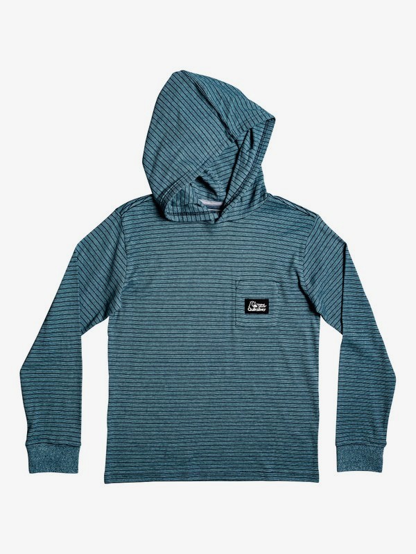 quiksilver, Zermet Hooded Long Sleeve Pocket Tee, MOONLIT OCEAN ZERMET (byk3) 0 Zermet Hooded Long Sleeve Pocket Tee Blue EQBKT03232 Quiksilver