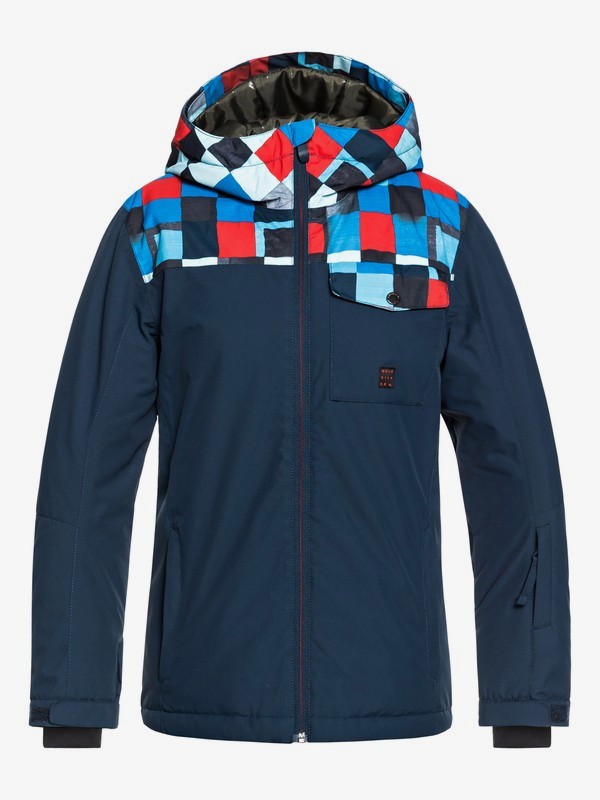 quiksilver, Mission Block - Veste de snow pour Garçon 8-16 ans, DRESS BLUE_CHECK ATOMIC (btk1) 0 Mission Block - Veste de snow pour Garçon 8-16 ans Bleu EQBTJ03080 Quiksilver