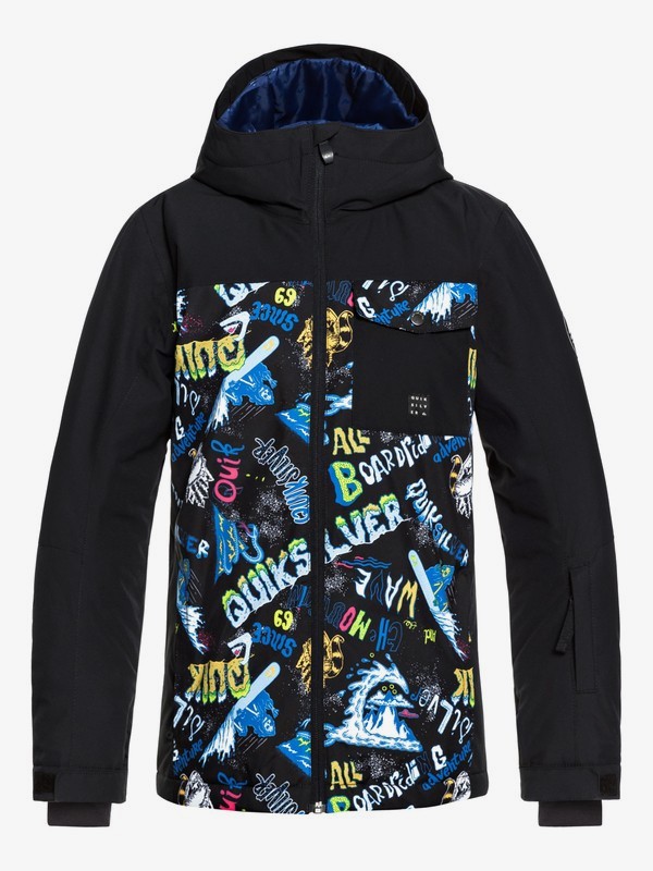 quiksilver, Boy's 8-16 Mission Block Snow Jacket, BLACK_A NIGHT AT THE MOUNTAIN (kvj1) 0 Boy's 8-16 Mission Block Snow Jacket Black EQBTJ03080 Quiksilver
