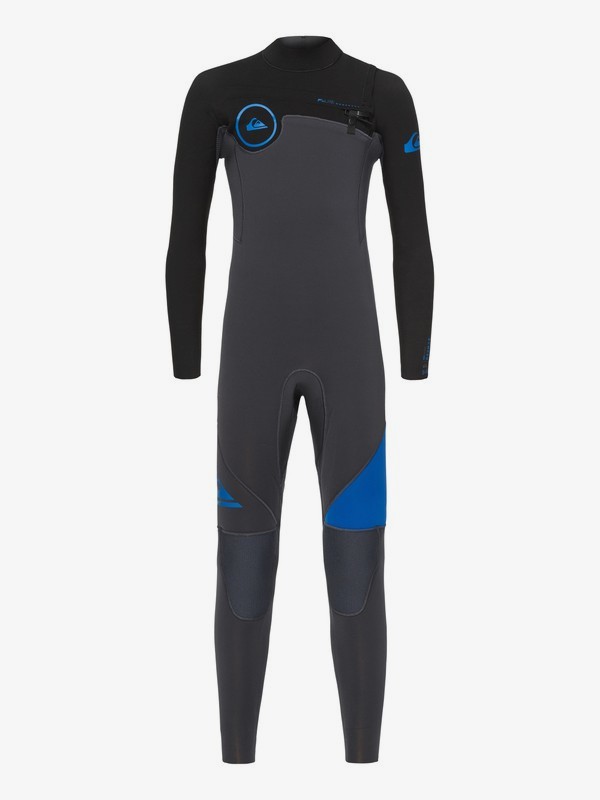 quiksilver, 3/2mm Syncro Series - Traje de surf GBS con cremallera en el pecho para Chicos 8-16, GRAPHITE/BLACK/DEEP CYANINE (xbkb) 0 3/2mm Syncro Series - Traje de surf GBS con cremallera en el pecho para Chicos 8-16 Azul EQBW103019 Quiksilver