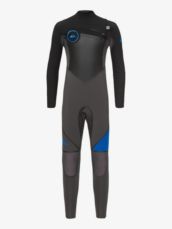 quiksilver, Boy's 8-16 3/2mm Syncro Plus Chest Zip Wetsuit, BLACK/JET BLACK/DEEP CYANINE (xkbc) 0 Boy's 8-16 3/2mm Syncro Plus Chest Zip Wetsuit Multicolor EQBW103026 Quiksilver