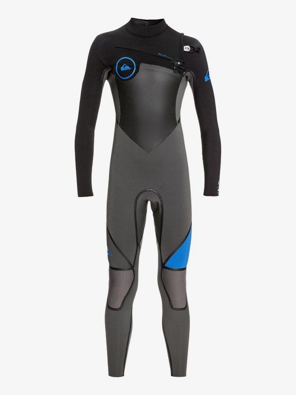 quiksilver, 4/3mm Syncro Plus - Chest Zip Wetsuit for Boys 8-16, BLACK/JET BLACK/DEEP CYANINE (xkbc) 0 4/3mm Syncro Plus - Chest Zip Wetsuit for Boys 8-16 EQBW103029 Quiksilver