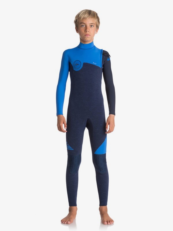 quiksilver, 3/2mm Highline Series - Zipperless Wetsuit for Boys 8-16, HEATHER NAZY BLAZER/ NAVY BLAZ (xbbb) 0 3/2mm Highline Series - Zipperless Wetsuit for Boys 8-16 Blue EQBW103034 Quiksilver