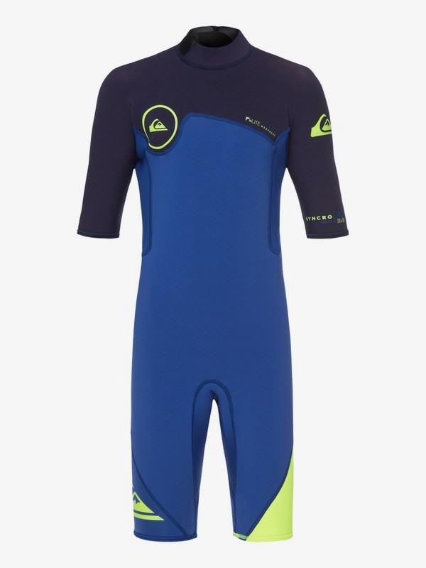 quiksilver, Boy's 8-16 2/2mm Syncro Series Short Sleeve Back Zip FLT Springsuit, NITE BLUE/BLUE RIBBON (xbbb) 0 Boy's 8-16 2/2mm Syncro Series Short Sleeve Back Zip FLT Springsuit Blue EQBW503004 Quiksilver
