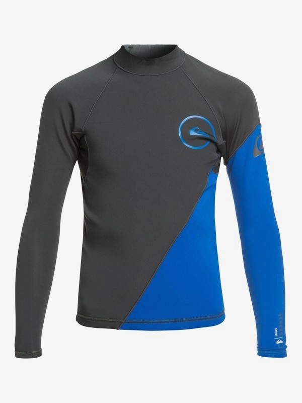 quiksilver, Boy's 8-16 1mm Syncro Series Long Sleeve Neoprene Surf Top, GRAPHITE/BLACK/DEEP CYANINE (xbkb) 0 Boy's 8-16 1mm Syncro Series Long Sleeve Neoprene Surf Top Blue EQBW803003 Quiksilver
