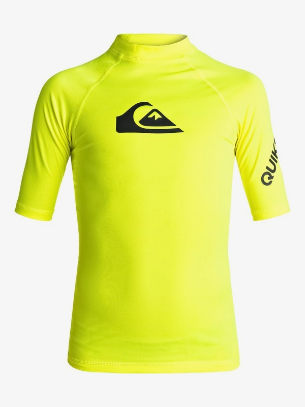 quiksilver, All Time - Lycra manches courtes UPF 50 pour Garçon 8-16 ans, SAFETY YELLOW (yhj0) 0 All Time - Lycra manches courtes UPF 50 pour Garçon 8-16 ans Jaune EQBWR03006 Quiksilver