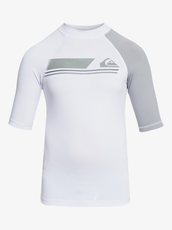 quiksilver, Active - Short Sleeve UPF 50 Rash Vest for Boys 8-16, WHITE/SLEET (xwws) 0 Active - Short Sleeve UPF 50 Rash Vest for Boys 8-16 White EQBWR03036 Quiksilver