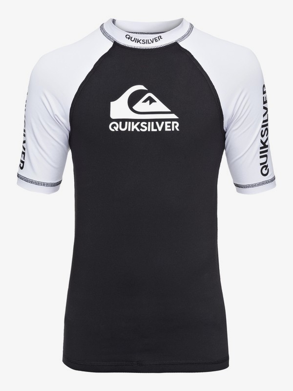 quiksilver, On Tour - Short Sleeve UPF 50 Rash Vest for Boys 8-16, BLACK (kvj0) 0 On Tour - Short Sleeve UPF 50 Rash Vest for Boys 8-16 EQBWR03039 Quiksilver