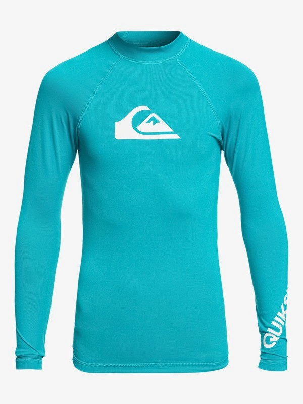 quiksilver, Boy's 8-16 All Time Long Sleeve UPF 50 Rash Guard, TYPHOON (bny0) 0 Boy's 8-16 All Time Long Sleeve UPF 50 Rash Guard Blue EQBWR03047 Quiksilver