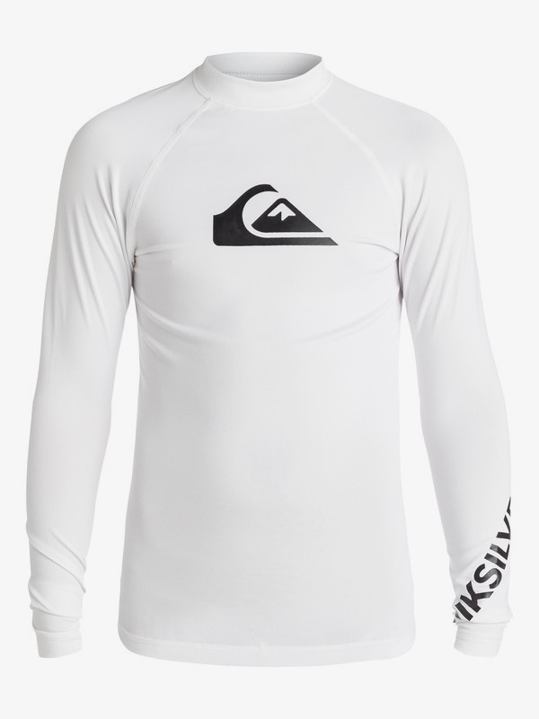 quiksilver, Boy's 8-16 All Time Long Sleeve UPF 50 Rash Guard, WHITE (wbb0) 0 Boy's 8-16 All Time Long Sleeve UPF 50 Rash Guard White EQBWR03047 Quiksilver