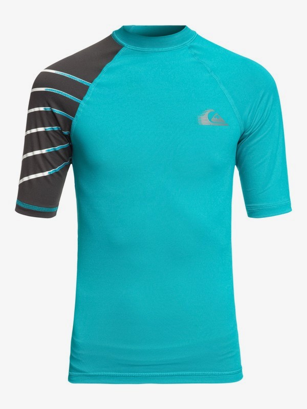 quiksilver, Boy's 8-16 Active Short Sleeve UPF 50 Rash guard, TYPHOON (bny0) 0 Boy's 8-16 Active Short Sleeve UPF 50 Rash guard Blue EQBWR03058 Quiksilver