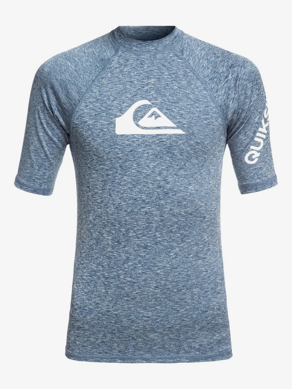 quiksilver, Boy's 8-16 All Time Short Sleeve UPF 50 Rash Guard, DARK DENIM HEATHER (brqh) 0 Boy's 8-16 All Time Short Sleeve UPF 50 Rash Guard Blue EQBWR03060 Quiksilver