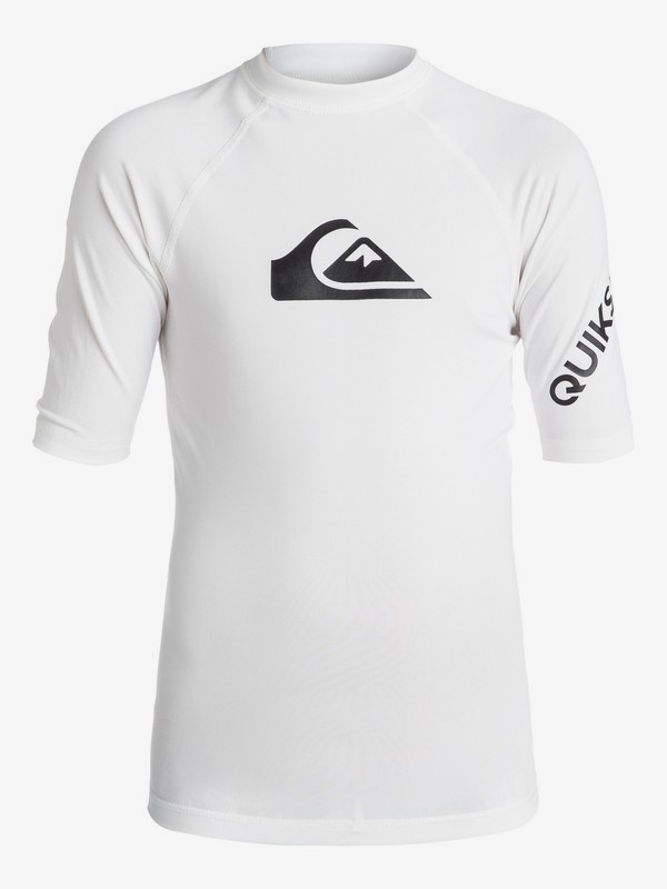 quiksilver, Boy's 8-16 All Time Short Sleeve UPF 50 Rash Guard, WHITE (wbb0) 0 Boy's 8-16 All Time Short Sleeve UPF 50 Rash Guard White EQBWR03060 Quiksilver