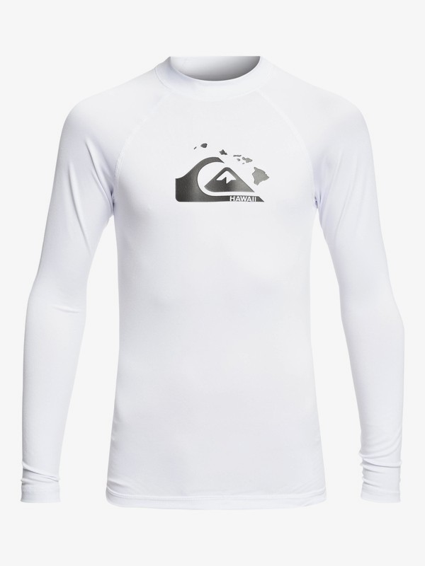 quiksilver, Boy's 8-16 Island Chains Long Sleeve UPF 50 Rash Guard, WHITE (wbb0) 0 Boy's 8-16 Island Chains Long Sleeve UPF 50 Rash Guard White EQBWR03065 Quiksilver